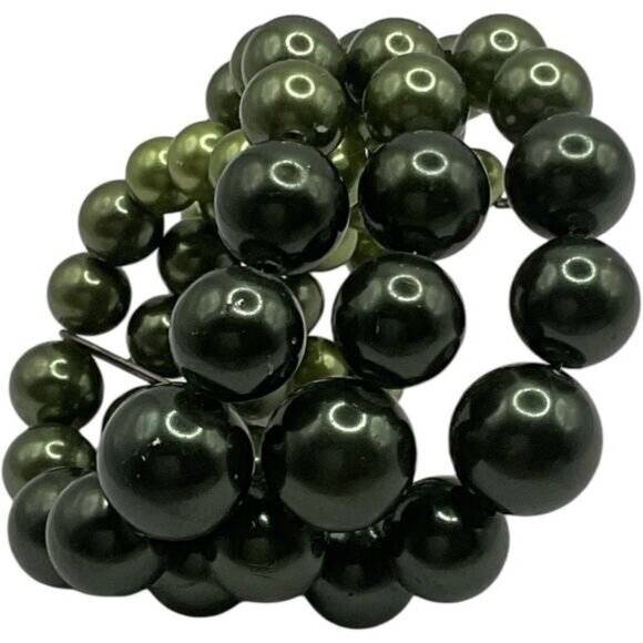 Expandable Green Beaded Bracelet With Large Beads - Picture 6 of 6